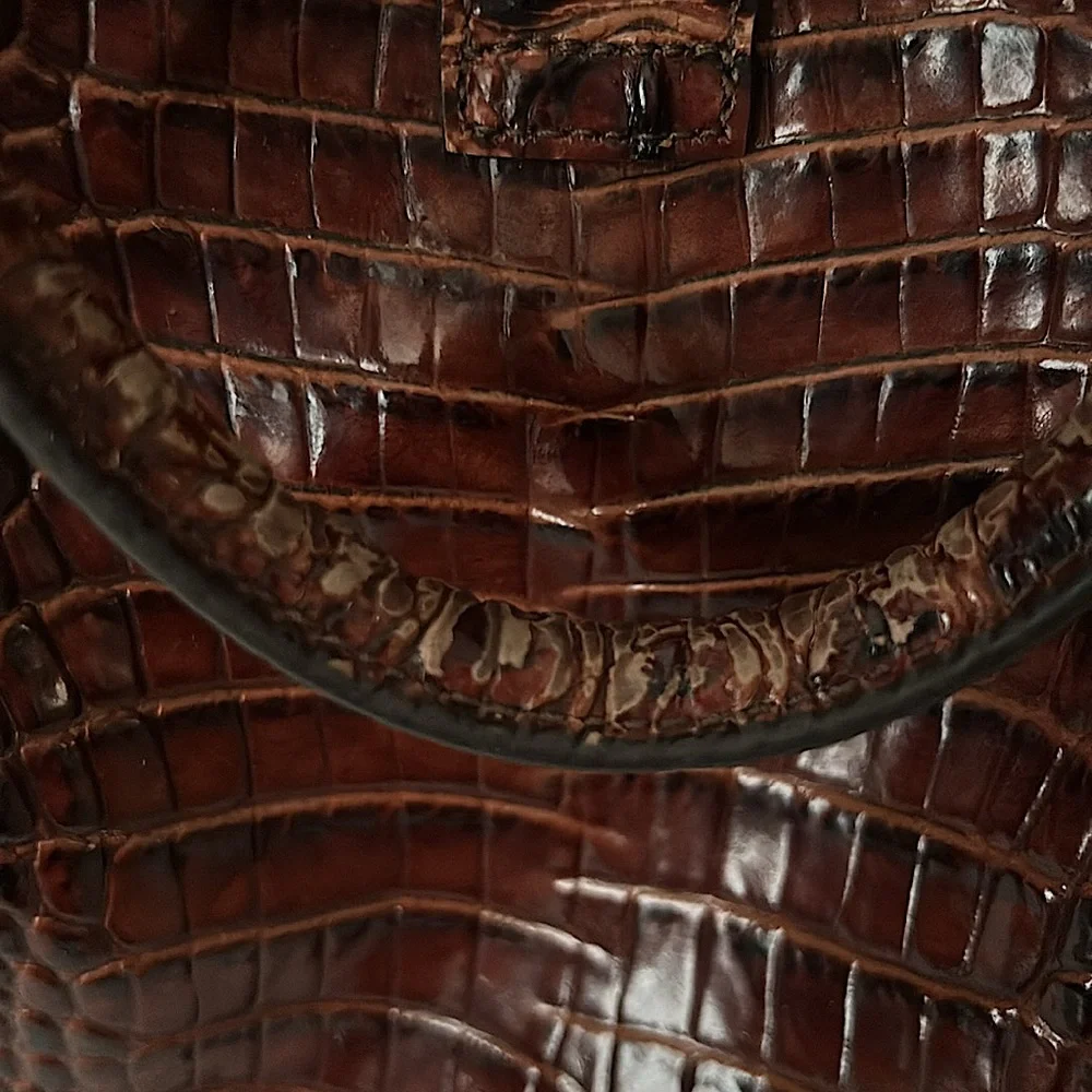 Brahmin Luxurious Brown Crocodile Skin Imprint Leather Elisa Handbag Purse 🌺🌺 - Picture 9 of 15